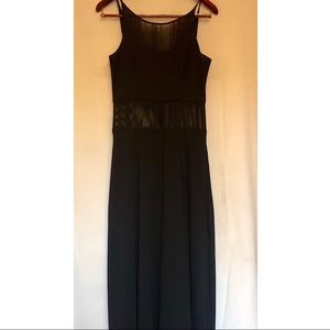 Nasty Gal Black Fringe Floor Length Gown